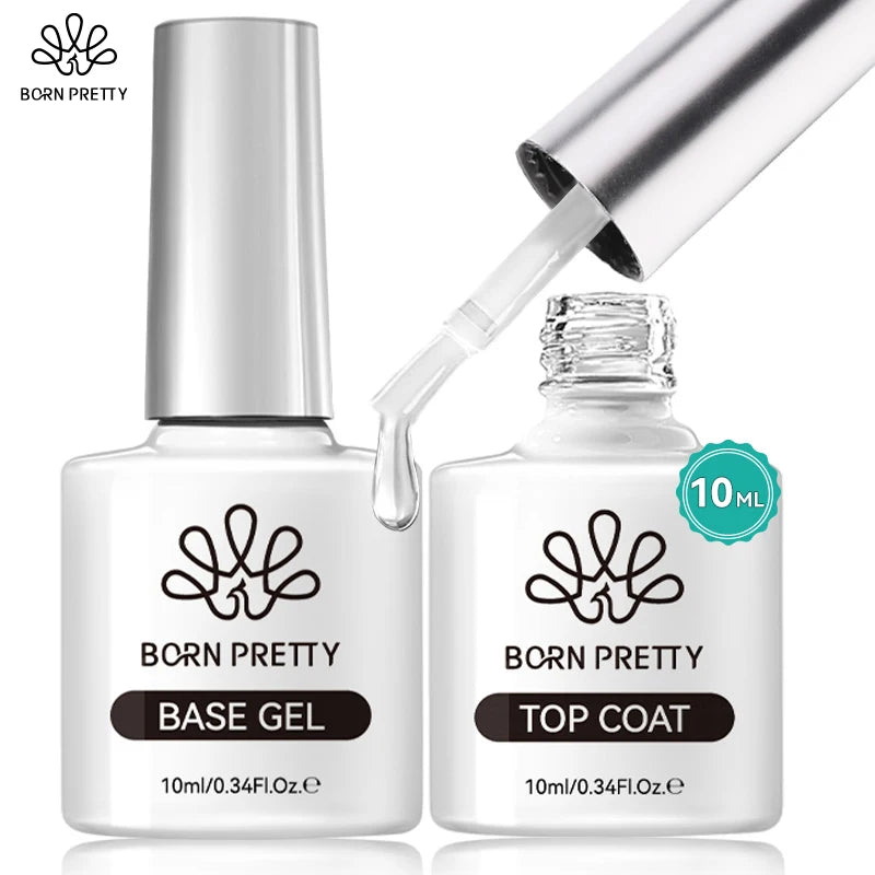 BORN PRETTY Gel Nail Polish Set - Super Top Coat  Base Gel 10ml Semi-Permanent Varnish - ZOOMNSTORE