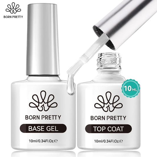 BORN PRETTY Gel Nail Polish Set - Super Top Coat  Base Gel 10ml Semi-Permanent Varnish - ZOOMNSTORE
