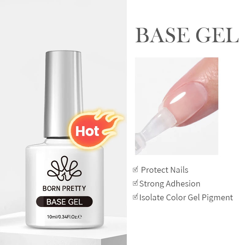 BORN PRETTY Gel Nail Polish Set - Super Top Coat  Base Gel 10ml Semi-Permanent Varnish - ZOOMNSTORE
