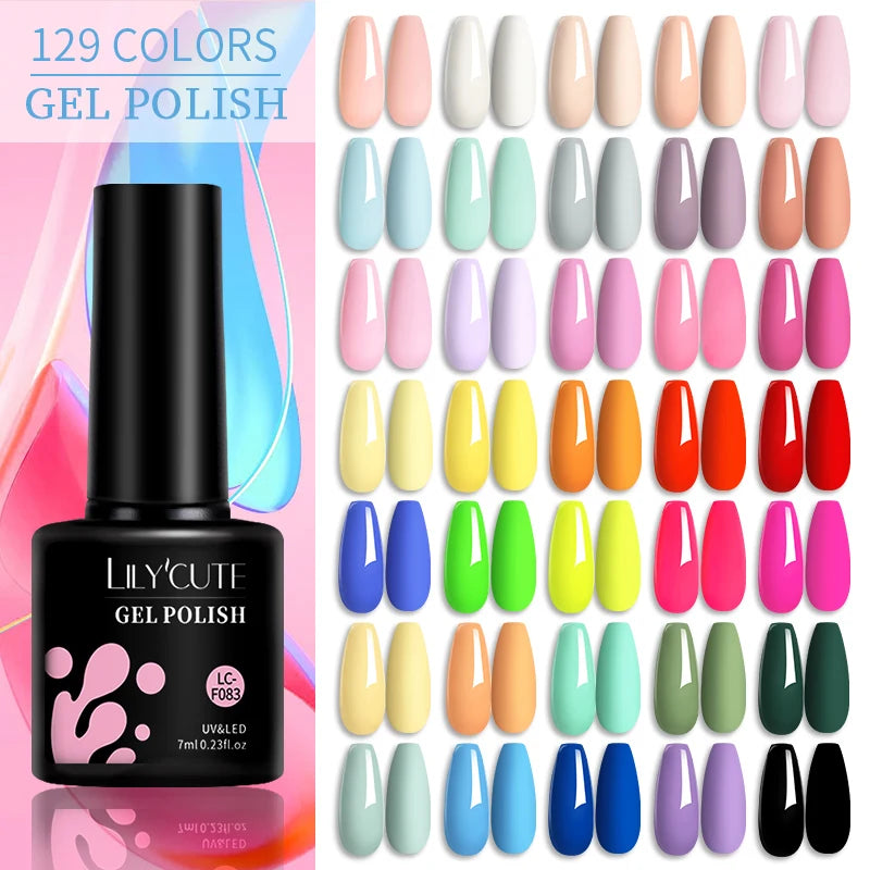 Bright Pink Gel Nail Polish Set - 6Pcs 7ML Semi-Permanent Soak Off UVLED Varnish Kit - ZOOMNSTORE