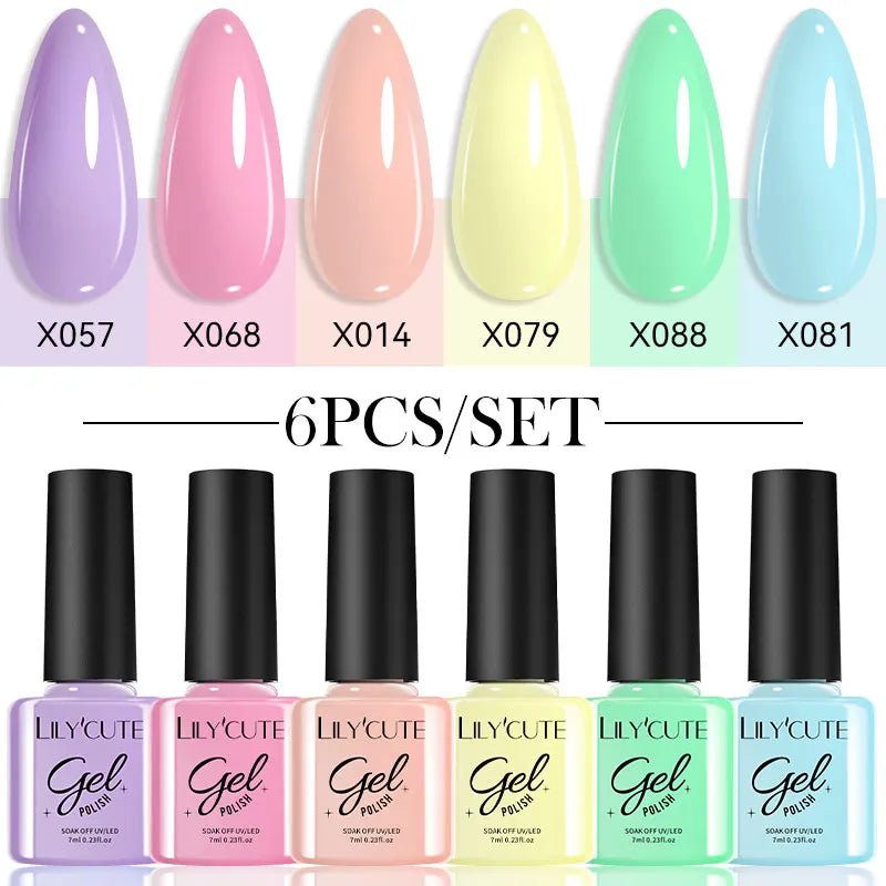 Gel Nail Polish Kit - LILYCUTE 6Pcs Coffee Color UV Gel Varnish Set - ZOOMNSTORE