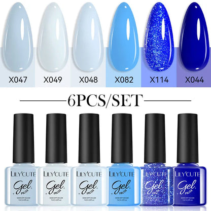 Gel Nail Polish Kit - LILYCUTE 6Pcs Coffee Color UV Gel Varnish Set - ZOOMNSTORE