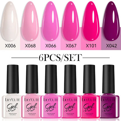 Gel Nail Polish Kit - LILYCUTE 6Pcs Coffee Color UV Gel Varnish Set - ZOOMNSTORE