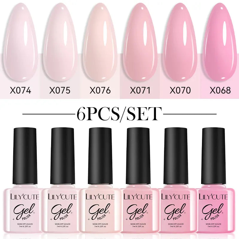 Gel Nail Polish Kit - LILYCUTE 6Pcs Coffee Color UV Gel Varnish Set - ZOOMNSTORE
