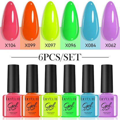 Gel Nail Polish Kit - LILYCUTE 6Pcs Coffee Color UV Gel Varnish Set - ZOOMNSTORE