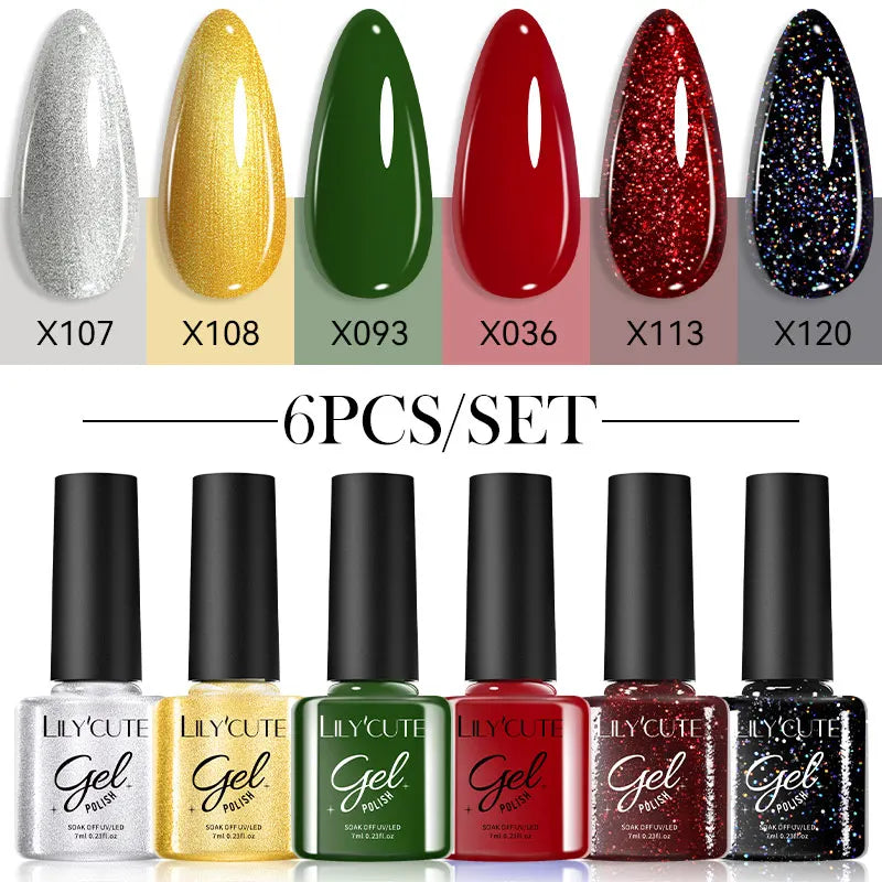 Gel Nail Polish Kit - LILYCUTE 6Pcs Coffee Color UV Gel Varnish Set - ZOOMNSTORE