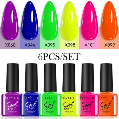 Gel Nail Polish Kit - LILYCUTE 6Pcs Coffee Color UV Gel Varnish Set - ZOOMNSTORE