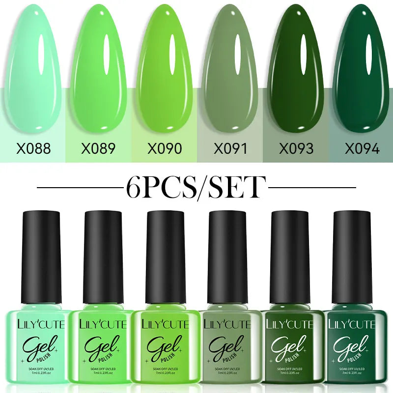 Gel Nail Polish Kit - LILYCUTE 6Pcs Coffee Color UV Gel Varnish Set - ZOOMNSTORE