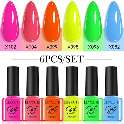 Gel Nail Polish Kit - LILYCUTE 6Pcs Coffee Color UV Gel Varnish Set - ZOOMNSTORE