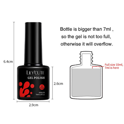 Gel Nail Polish - LILYCUTE UV Gel Varnish 7ML | Soak Off, Long Lasting Colors - ZOOMNSTORE