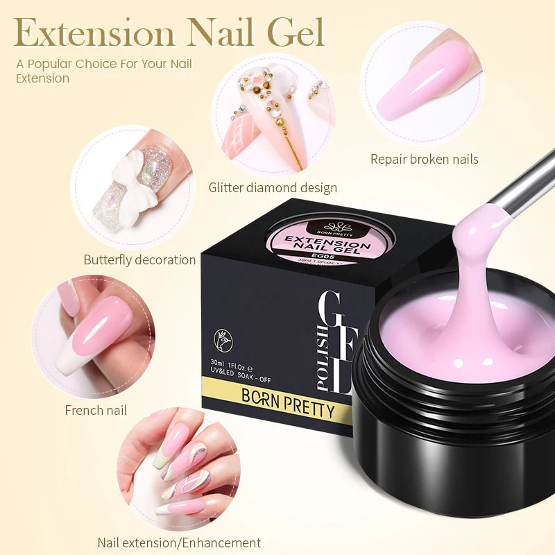 Milky White Hard Gel - 30ml UV Nail Extension Gel - ZOOMNSTORE