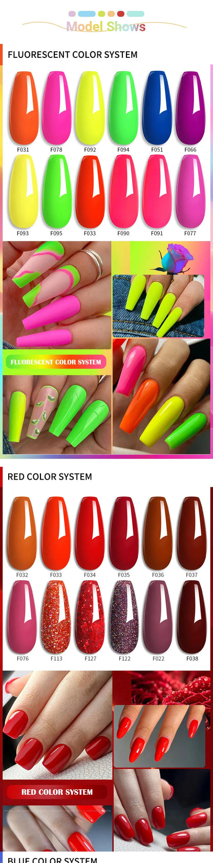 Gel Nail Polish Set - 6Pcs 7ML UV Gel Varnish | Bright Pink Semi Permanent Soak Off - ZOOMNSTORE