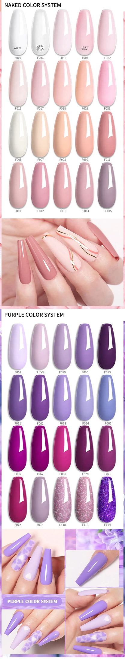 Gel Nail Polish Set - 6Pcs 7ML UV Gel Varnish | Bright Pink Semi Permanent Soak Off - ZOOMNSTORE