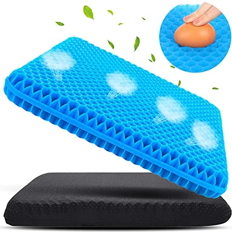 Gel Seat Cushion - Double Thick Pressure Relief Cushion | Breathable Chair Pad for Office, Car & Wheelchair - ZOOMNSTORE