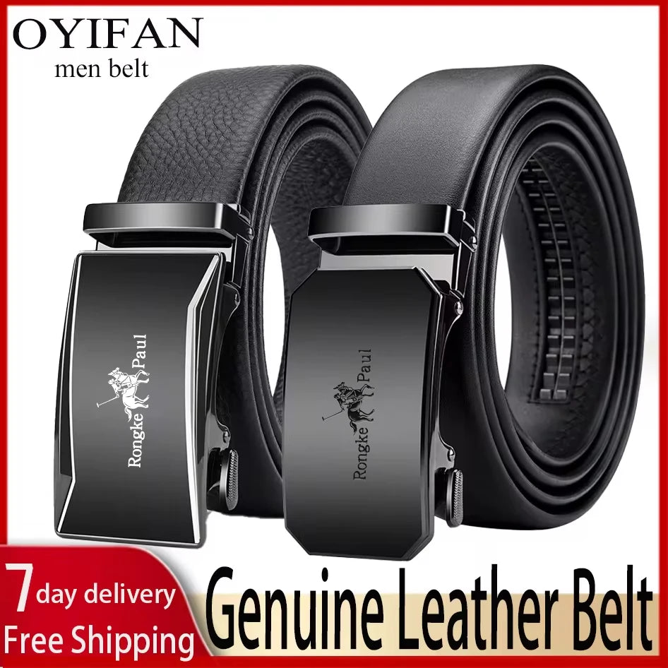 Genuine Leather Automatic Mens Belt - Adjustable Business Waistband - ZOOMNSTORE