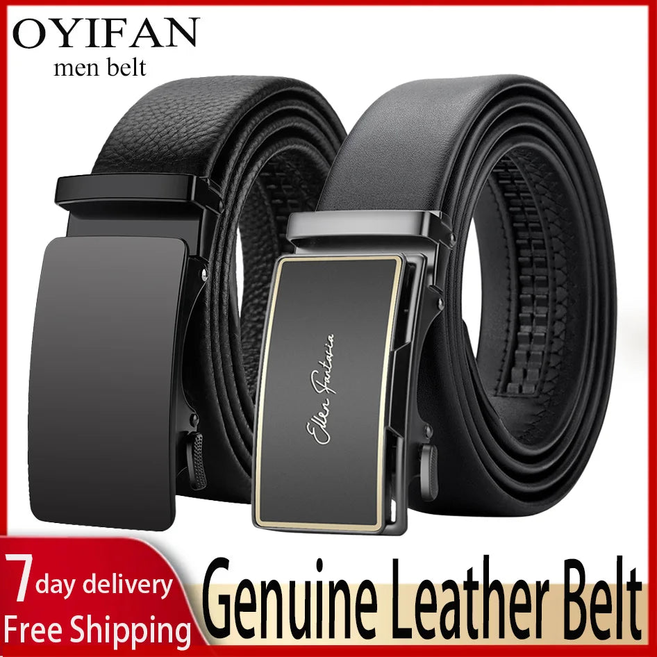 Genuine Leather Automatic Mens Belt - Adjustable Business Waistband - ZOOMNSTORE