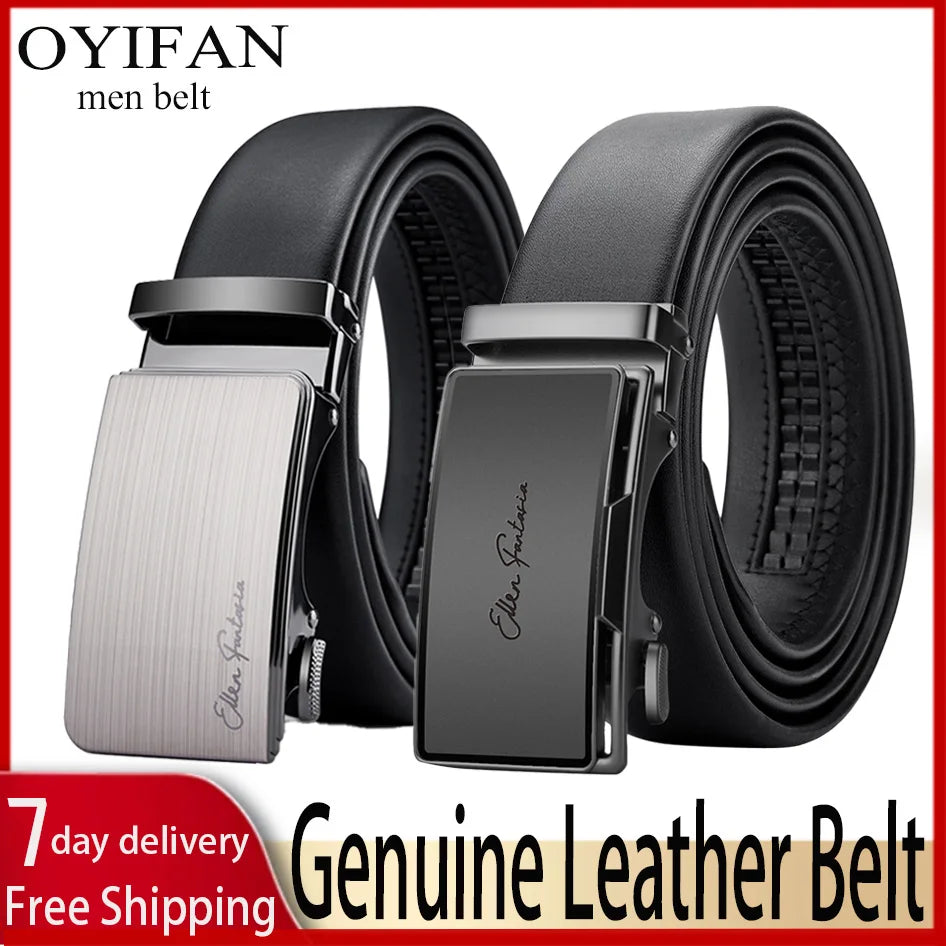 Genuine Leather Automatic Mens Belt - Adjustable Business Waistband - ZOOMNSTORE