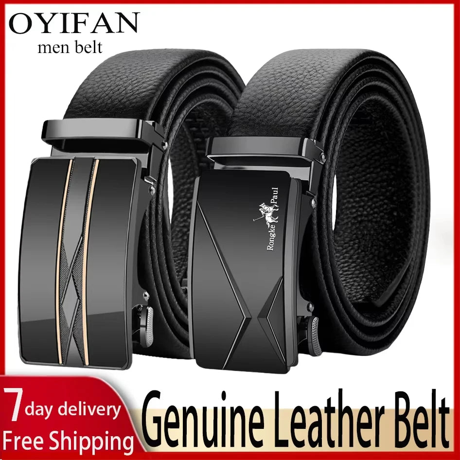 Genuine Leather Automatic Mens Belt - Adjustable Business Waistband - ZOOMNSTORE