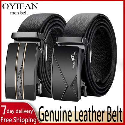 Genuine Leather Automatic Mens Belt - Adjustable Business Waistband - ZOOMNSTORE