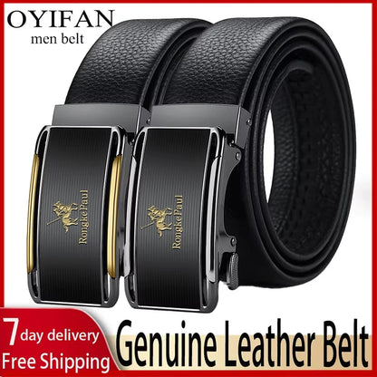 Genuine Leather Automatic Mens Belt - Adjustable Business Waistband - ZOOMNSTORE