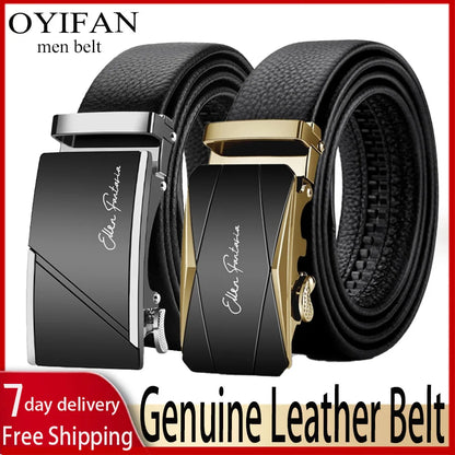 Genuine Leather Automatic Mens Belt - Adjustable Business Waistband - ZOOMNSTORE