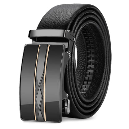 Genuine Leather Automatic Mens Belt - Adjustable Business Waistband - ZOOMNSTORE