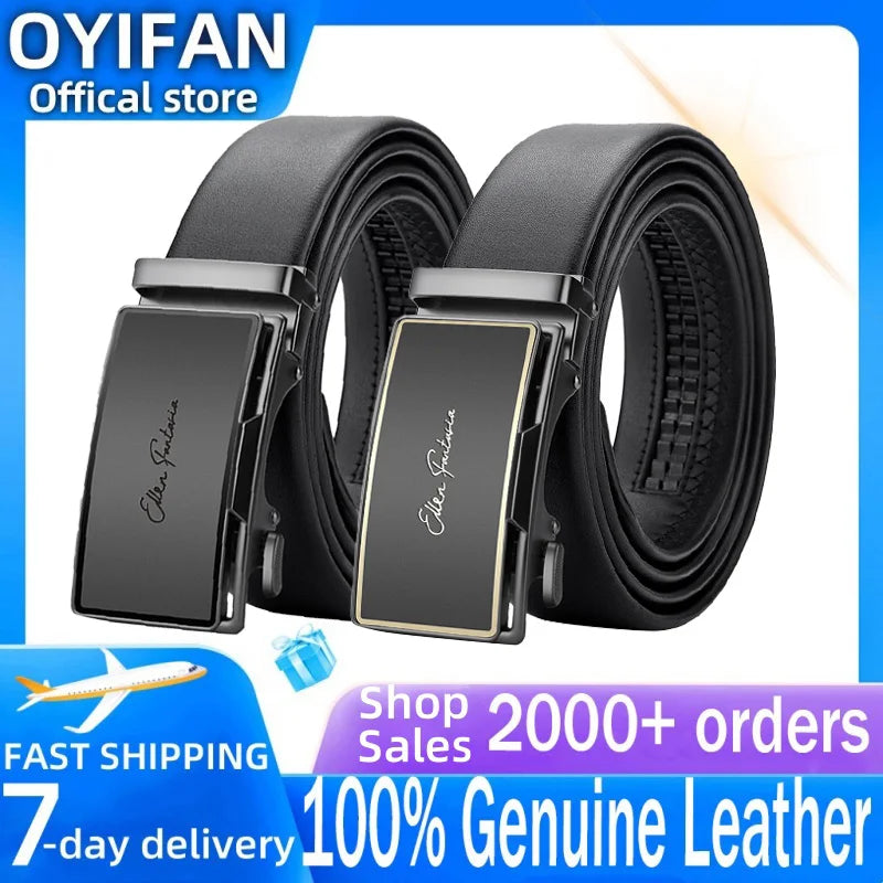 Genuine Leather Belt - Adjustable Men’s Ratchet Belt | Metal Buckle, Durable Cowhide Strap - ZOOMNSTORE