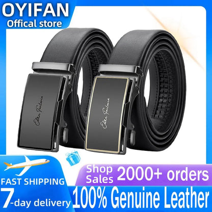Genuine Leather Belt - Adjustable Men’s Ratchet Belt | Metal Buckle, Durable Cowhide Strap - ZOOMNSTORE