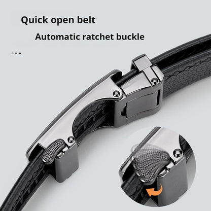 Genuine Leather Belt - Adjustable Men’s Ratchet Belt | Metal Buckle, Durable Cowhide Strap - ZOOMNSTORE