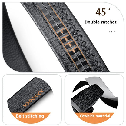 Genuine Leather Belt - Adjustable Men’s Ratchet Belt | Metal Buckle, Durable Cowhide Strap - ZOOMNSTORE