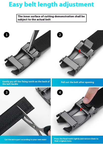 Genuine Leather Belt - Adjustable Men’s Ratchet Belt | Metal Buckle, Durable Cowhide Strap - ZOOMNSTORE