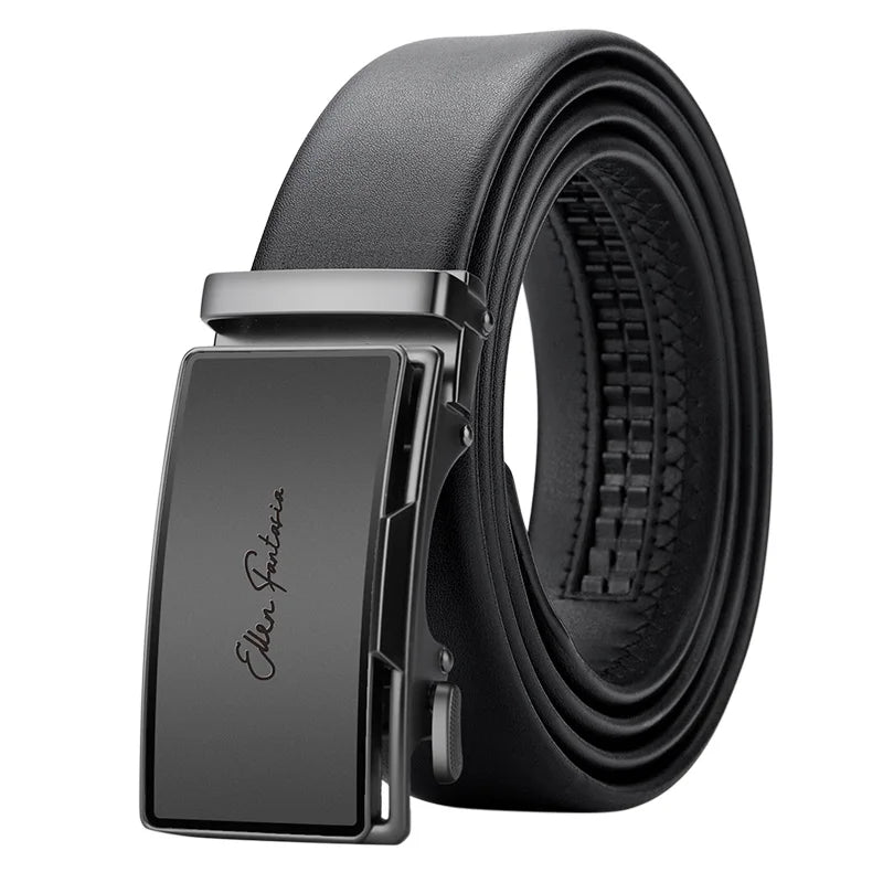 Genuine Leather Belt - Adjustable Men’s Ratchet Belt | Metal Buckle, Durable Cowhide Strap - ZOOMNSTORE