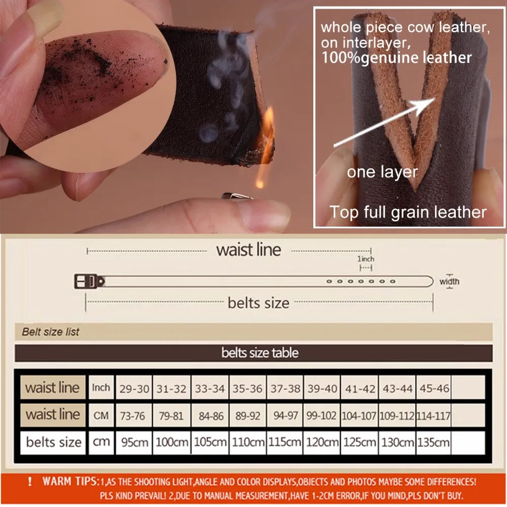 Genuine Leather Mens Belt - Full Grain Cowhide Jeans Belt - ZOOMNSTORE