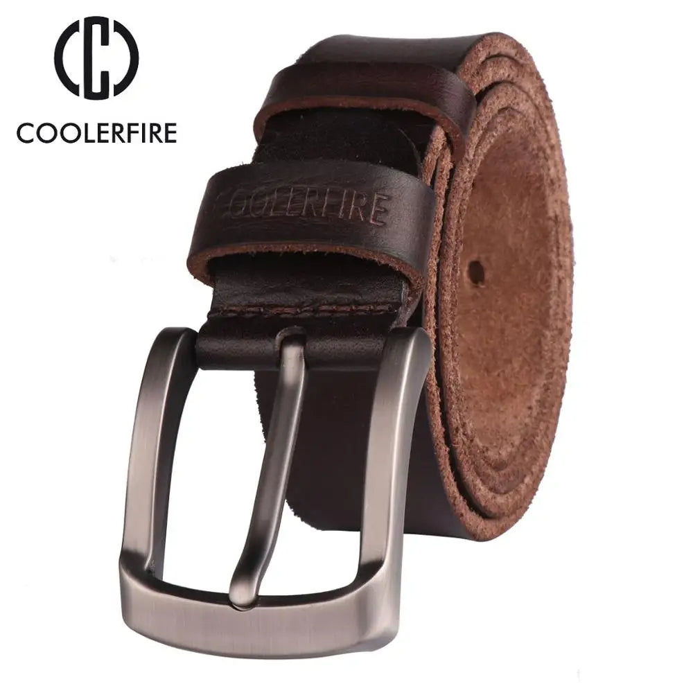 Genuine Leather Mens Belt - Full Grain Cowhide Jeans Belt - ZOOMNSTORE