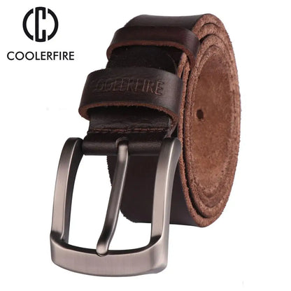 Genuine Leather Mens Belt - Full Grain Cowhide Jeans Belt - ZOOMNSTORE