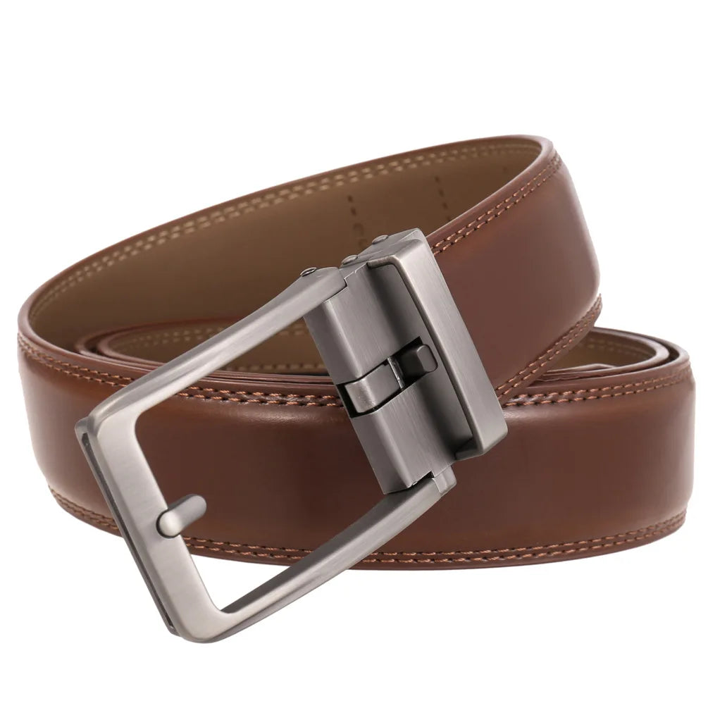 Genuine Leather Belt – Luxury Brand Men's Automatic Buckle Jeans Strap - ZOOMNSTORE