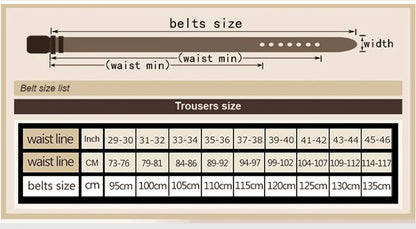 Genuine Leather Belt - Men Cowhide Pin Buckle Adjustable Black Brown Strap - ZOOMNSTORE