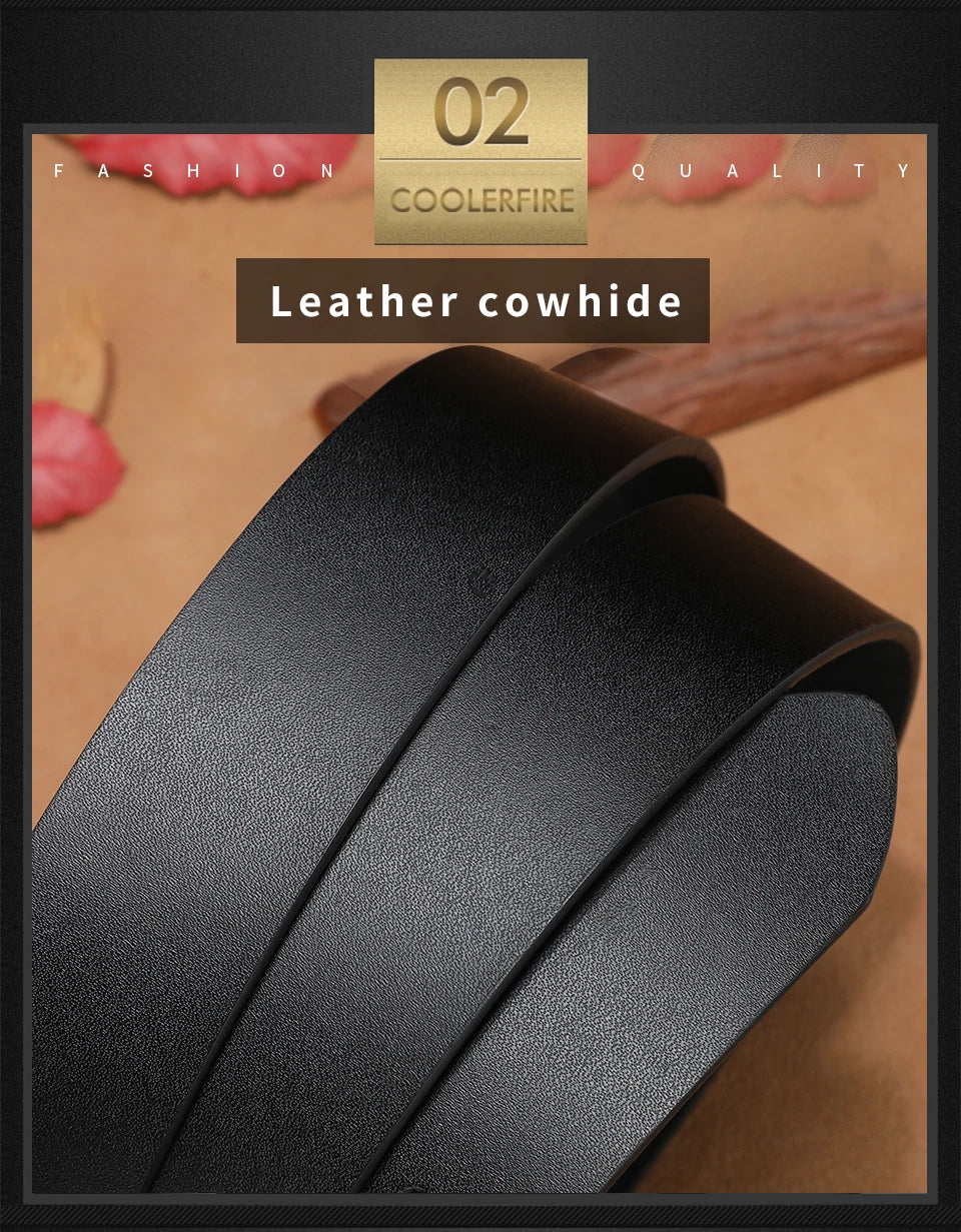 Genuine Leather Belt - Men Cowhide Pin Buckle Adjustable Black Brown Strap - ZOOMNSTORE