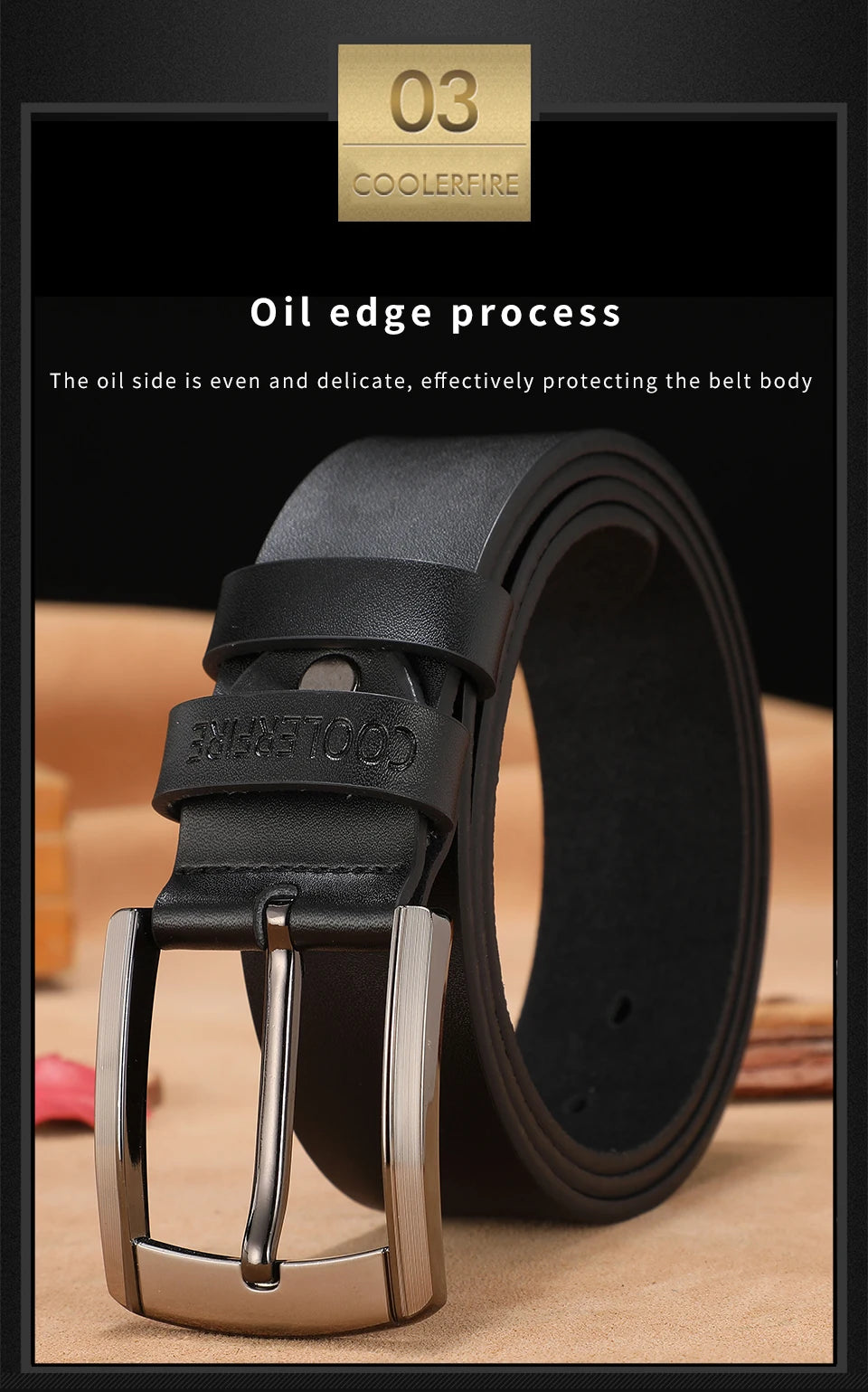 Genuine Leather Belt - Men Cowhide Pin Buckle Adjustable Black Brown Strap - ZOOMNSTORE