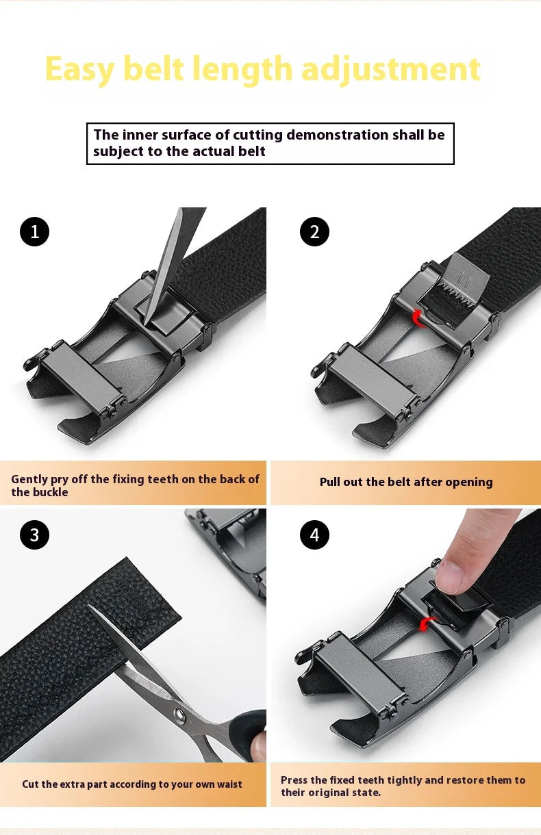 Genuine Leather Belt – Men’s Automatic Buckle Business Belt | Fashion Designer - ZOOMNSTORE