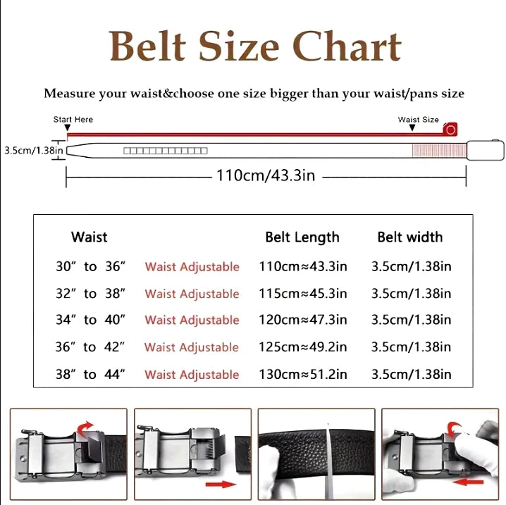 Genuine Leather Belt – Men’s Automatic Buckle Business Belt | Fashion Designer - ZOOMNSTORE