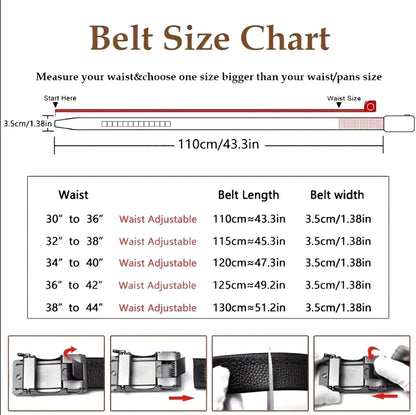 Genuine Leather Belt – Men’s Automatic Buckle Business Belt | Fashion Designer - ZOOMNSTORE