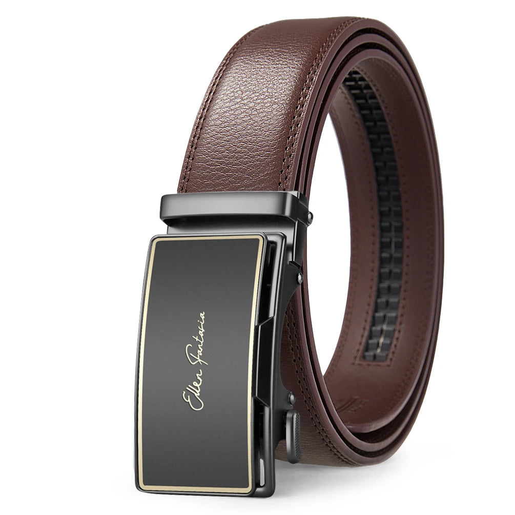 Genuine Leather Belt – Men’s Automatic Buckle Business Belt | Fashion Designer - ZOOMNSTORE