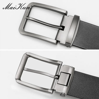 Genuine Leather Belt - Men's Casual Large Size Alloy Pin Buckle Business Suit - ZOOMNSTORE