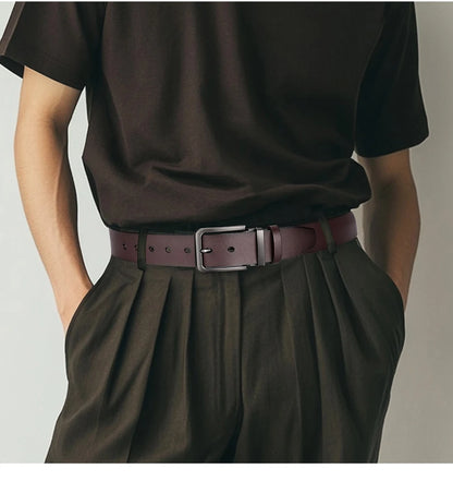 Genuine Leather Belt - Men's Casual Large Size Alloy Pin Buckle Business Suit - ZOOMNSTORE