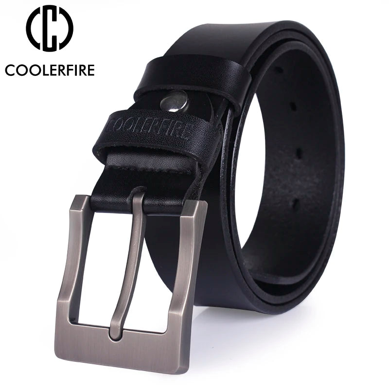 Genuine Leather Belt - Men's Wide Cowboy Style Pin Buckle Fashion Accessory - ZOOMNSTORE