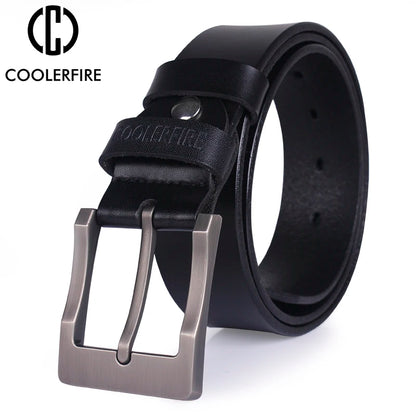 Genuine Leather Belt - Men's Wide Cowboy Style Pin Buckle Fashion Accessory - ZOOMNSTORE