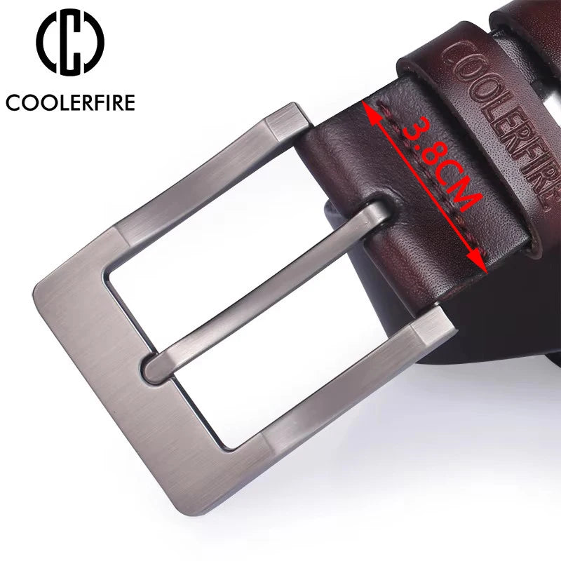 Genuine Leather Belt - Men's Wide Cowboy Style Pin Buckle Fashion Accessory - ZOOMNSTORE