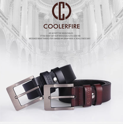 Genuine Leather Belt - Men's Wide Cowboy Style Pin Buckle Fashion Accessory - ZOOMNSTORE