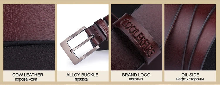 Genuine Leather Belt - Men's Wide Cowboy Style Pin Buckle Fashion Accessory - ZOOMNSTORE